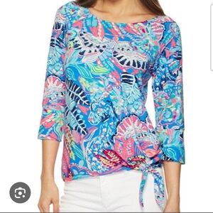 Lilly Pulitzer 3/4 Sleeve Printed Blouse Small